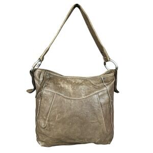 Abercrombie & Fitch Y2K 00's Leather Hobo Shoulder Bag Slouchy‎ Distressed Brown